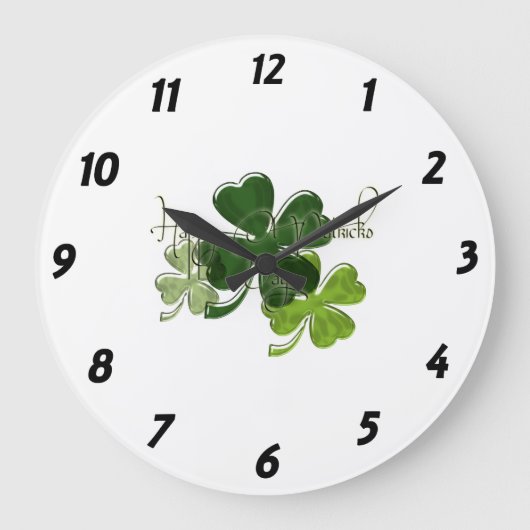 Happy St. Patrick's Day Große Wanduhr (Vorderseite)