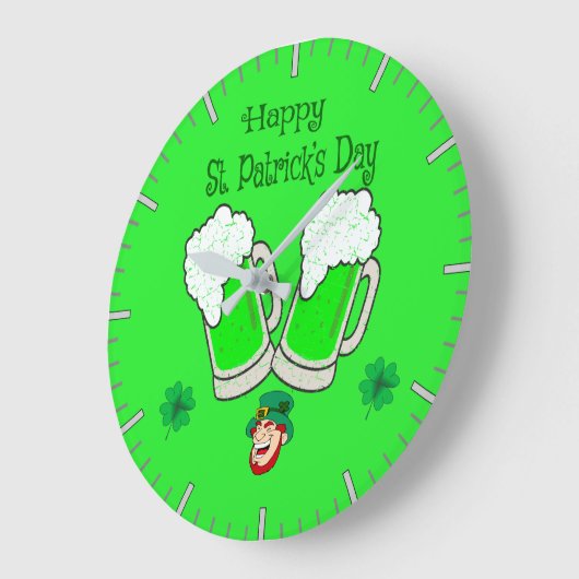 Happy St. Patrick's Day Große Wanduhr (Winkel)