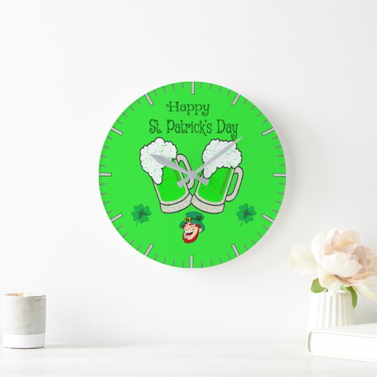 Happy St. Patrick's Day Große Wanduhr (Zuhause)