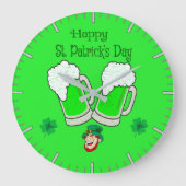 Happy St. Patrick's Day Große Wanduhr (Vorderseite)