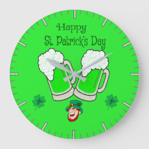 Happy St. Patrick's Day Große Wanduhr