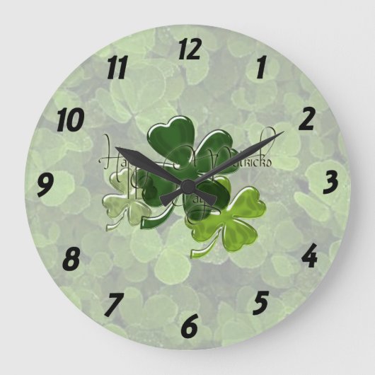 Happy St. Patrick's Day Große Wanduhr (Vorderseite)