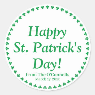 Happy St. Patrick's Day grüne Klee benutzerdefini Runder Aufkleber