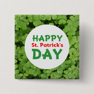 Happy St.Patrick's Day grüne Kleeblatt Knopf Button
