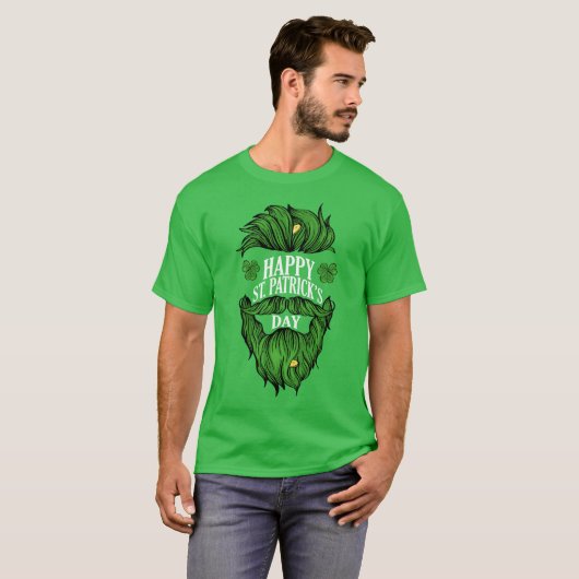 Happy St Patrick's Day | Grüner Bart T-Shirt (Vorne ganz)