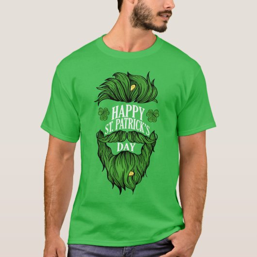 Happy St Patrick's Day | Grüner Bart T-Shirt (Vorderseite)