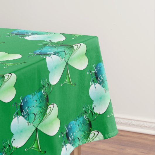 "Happy St. Patrick's Day" Handgeschriebene Kleeblä Tischdecke (Beispiel)