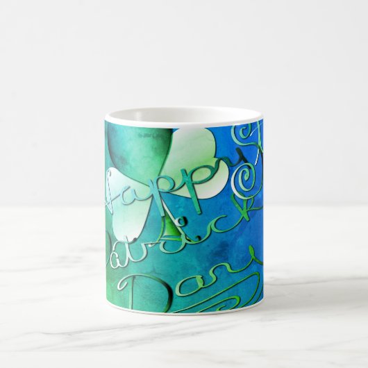 "Happy St. Patrick's Day" Handgeschriebenes W/Klee Kaffeetasse (Mittel)