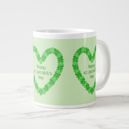 Happy St. Patricks Day Heart Jumbo-Tasse (Vorderseite Rechts)