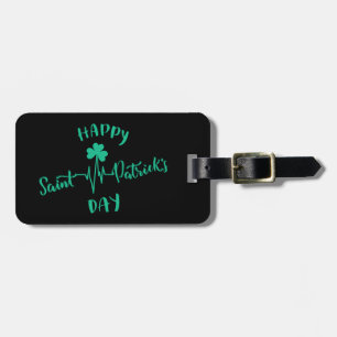 Happy St Patricks Day Heartbeat Puls Kleeblatt Gepäckanhänger