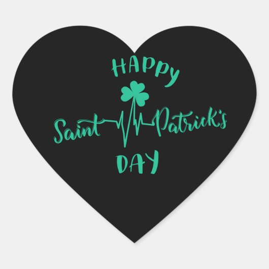 Happy St Patricks Day Heartbeat Puls Kleeblatt Herz-Aufkleber (Vorderseite)