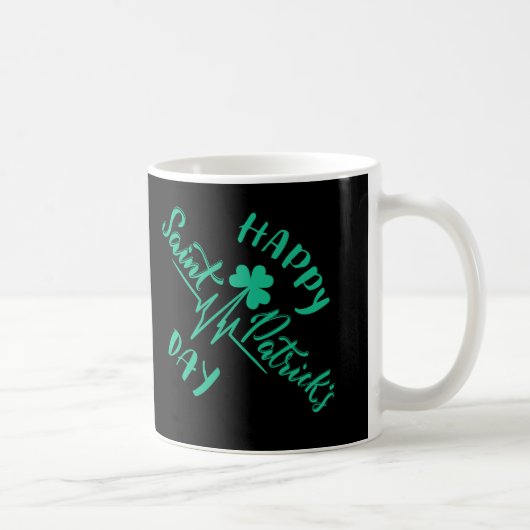 Happy St Patricks Day Heartbeat Puls Kleeblatt Kaffeetasse (Rechts)