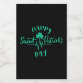Happy St Patricks Day Heartbeat Puls Kleeblatt Lebensmitteletikett (Einzelnes Label)