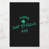 Happy St Patricks Day Heartbeat Puls Kleeblatt Lebensmitteletikett (Einzelnes Label)