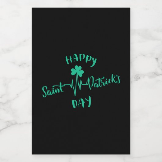 Happy St Patricks Day Heartbeat Puls Kleeblatt Lebensmitteletikett (Einzelnes Label)