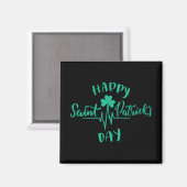 Happy St Patricks Day Heartbeat Puls Kleeblatt Magnet (Vorderseite/Rückseite)