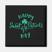 Happy St Patricks Day Heartbeat Puls Kleeblatt Magnet (Vorne)