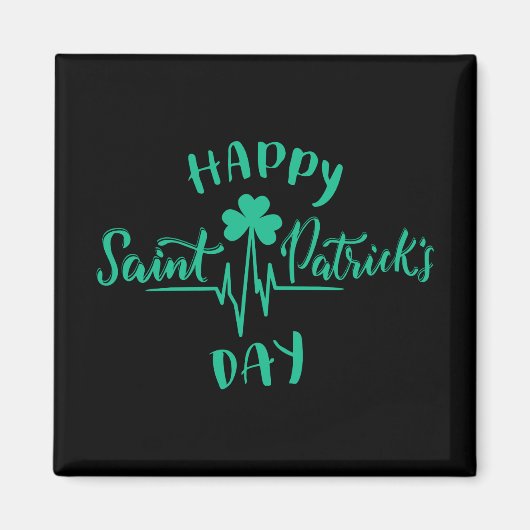 Happy St Patricks Day Heartbeat Puls Kleeblatt Magnet (Vorne)