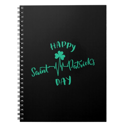 Happy St Patricks Day Heartbeat Puls Kleeblatt Notizblock (Vorderseite)