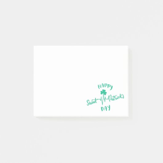Happy St Patricks Day Heartbeat Puls Kleeblatt Post-it Klebezettel (Vorderseite)