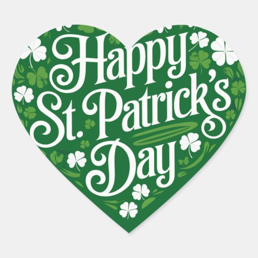 Happy St Patrick's Day Herz-Aufkleber (Vorderseite)