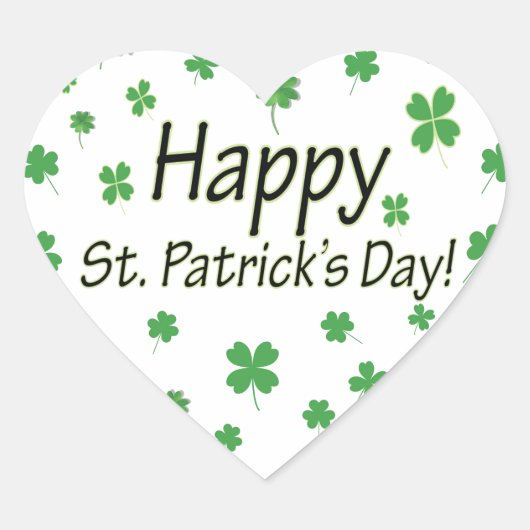 Happy St Patricks Day Herz-Aufkleber (Vorderseite)