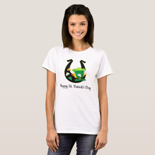 Happy St Patrick's Day Hufeisen T - Shirt (Vorne ganz)