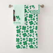 Happy St Patricks Day Hund Vierblättriges Kleeblat Badhandtuch Set (Insitu)
