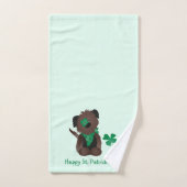 Happy St Patricks Day Hund Vierblättriges Kleeblat Badhandtuch Set (Handtuch)