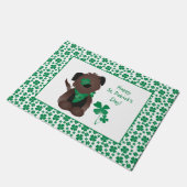 Happy St Patricks Day Hund Vierblättriges Kleeblat Fußmatte (Schrägansicht)