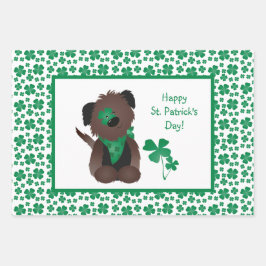 Happy St Patricks Day Hund Vierblättriges Kleeblat Geschenkpapier Set