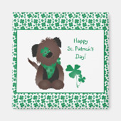 Happy St Patricks Day Hund Vierblättriges Kleeblat Magnet (Vorne)