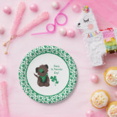 Happy St Patricks Day Hund Vierblättriges Kleeblat Pappteller (Party)