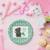 Happy St Patricks Day Hund Vierblättriges Kleeblat Pappteller (Party)