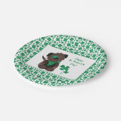 Happy St Patricks Day Hund Vierblättriges Kleeblat Pappteller (Schrägansicht)