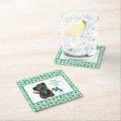 Happy St Patricks Day Hund Vierblättriges Kleeblat Rechteckiger Pappuntersetzer (Vor Ort)