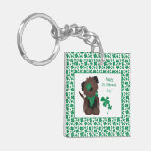 Happy St Patricks Day Hund Vierblättriges Kleeblat Schlüsselanhänger (Vorderseite links)