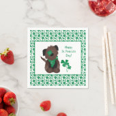 Happy St Patricks Day Hund Vierblättriges Kleeblat Serviette (Beispiel)