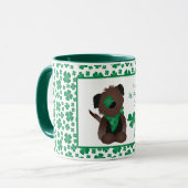 Happy St Patricks Day Hund Vierblättriges Kleeblat Tasse (Vorderseite Links)