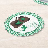 Happy St Patricks Day Hund Vierblättriges Kleeblat Untersetzer (angewinkelt)