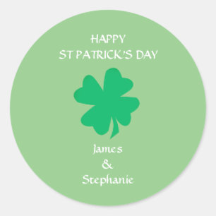 Happy St Patrick's Day Individuelle Name Kleeblatt Runder Aufkleber