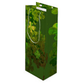 Happy St.Patrick's Day,irische Kleeblätter Geschenktüte Für Weinflaschen (Vorderseite Schrägansicht)
