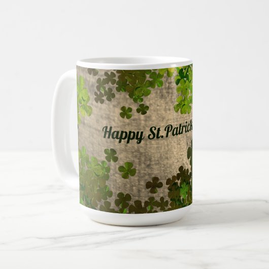 Happy St.Patrick's Day,irische Kleeblätter Kaffeetasse (Vorderseite Links)