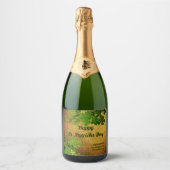 Happy St Patrick's Day,irische Kleeblätter Schaumweinetikett (Vorderseite)