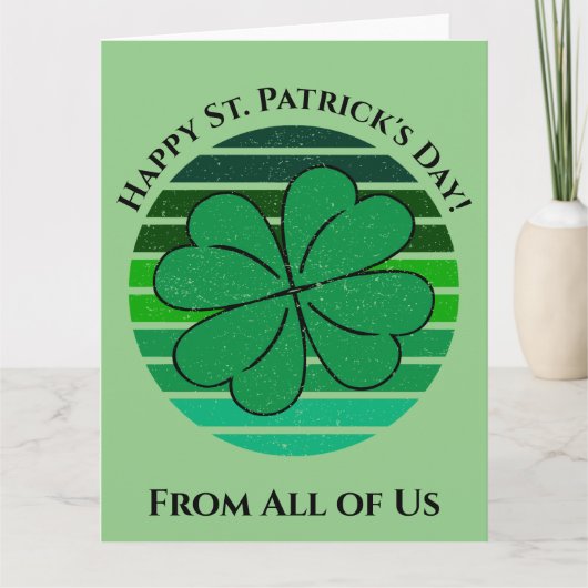 Happy St. Patrick's Day Irish 4 Leaf Clover Retro Karte (Vorderseite)