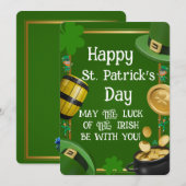 Happy St. Patrick's Day - Irish Blessing & Ornate Einladung (Vorne/Hinten)