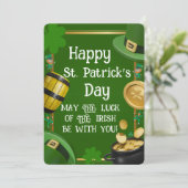 Happy St. Patrick's Day - Irish Blessing & Ornate Einladung (Stehend Vorderseite)