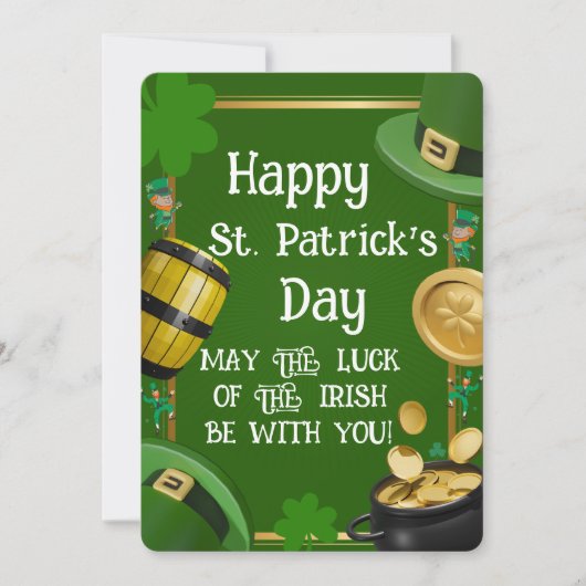 Happy St. Patrick's Day - Irish Blessing & Ornate Einladung (Vorderseite)