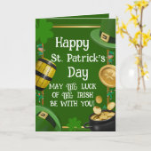 Happy St. Patrick's Day - Irish Blessing & Ornate Karte (Gelbe Blume)
