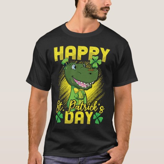 Happy St Patricks Day Irish Dinosaur Lucky Rex T-Shirt (Vorderseite)